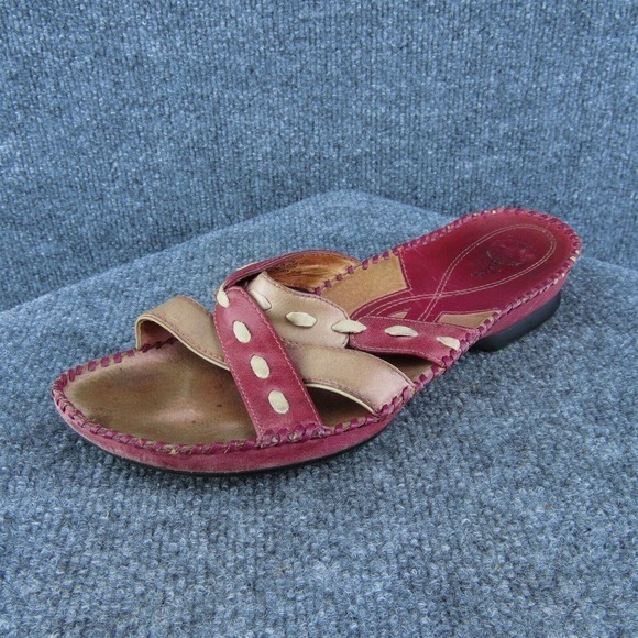 Clarks Women Slide Shoes Red Leather‎ Slip On Size 9 Medium - Picture 1 of 6
